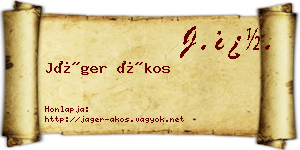 Jáger Ákos névjegykártya